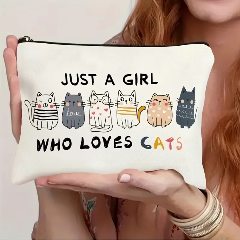 Cat Lover Canvas Zipper Pouch | Cosmetic Bag | Makeup Bag | Travel Organizer